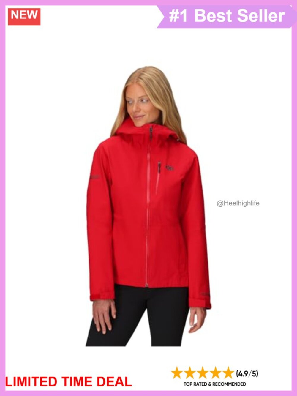 Women's 3L Waterproof Breathable Nylon Rain Shell Jacket